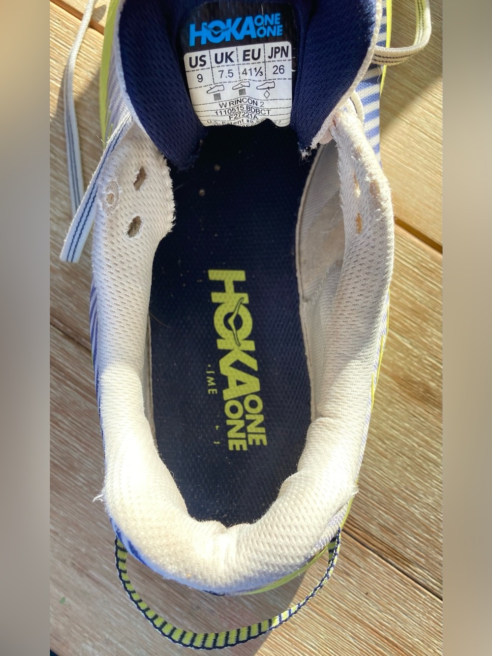 HOKA One One Rincon 2 Blanc de Blanc Citrus Running Shoes Women’s 9 Road Sneaker - Picture 7 of 8